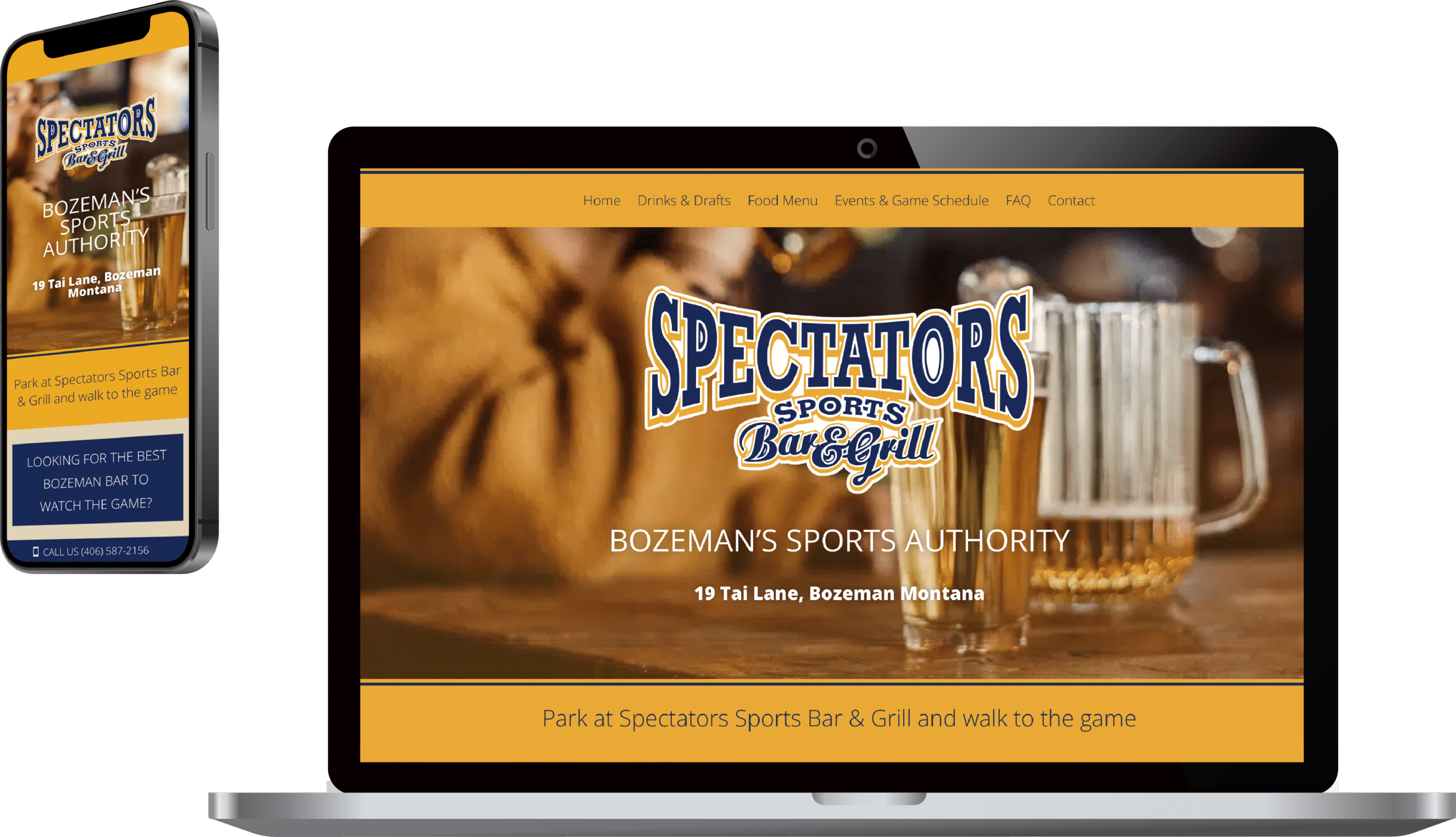 Spectators website shown on desktop and mobile